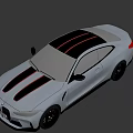 White BMW M Coupe with Black Red Stripes Sporty Design and Black Wheels
