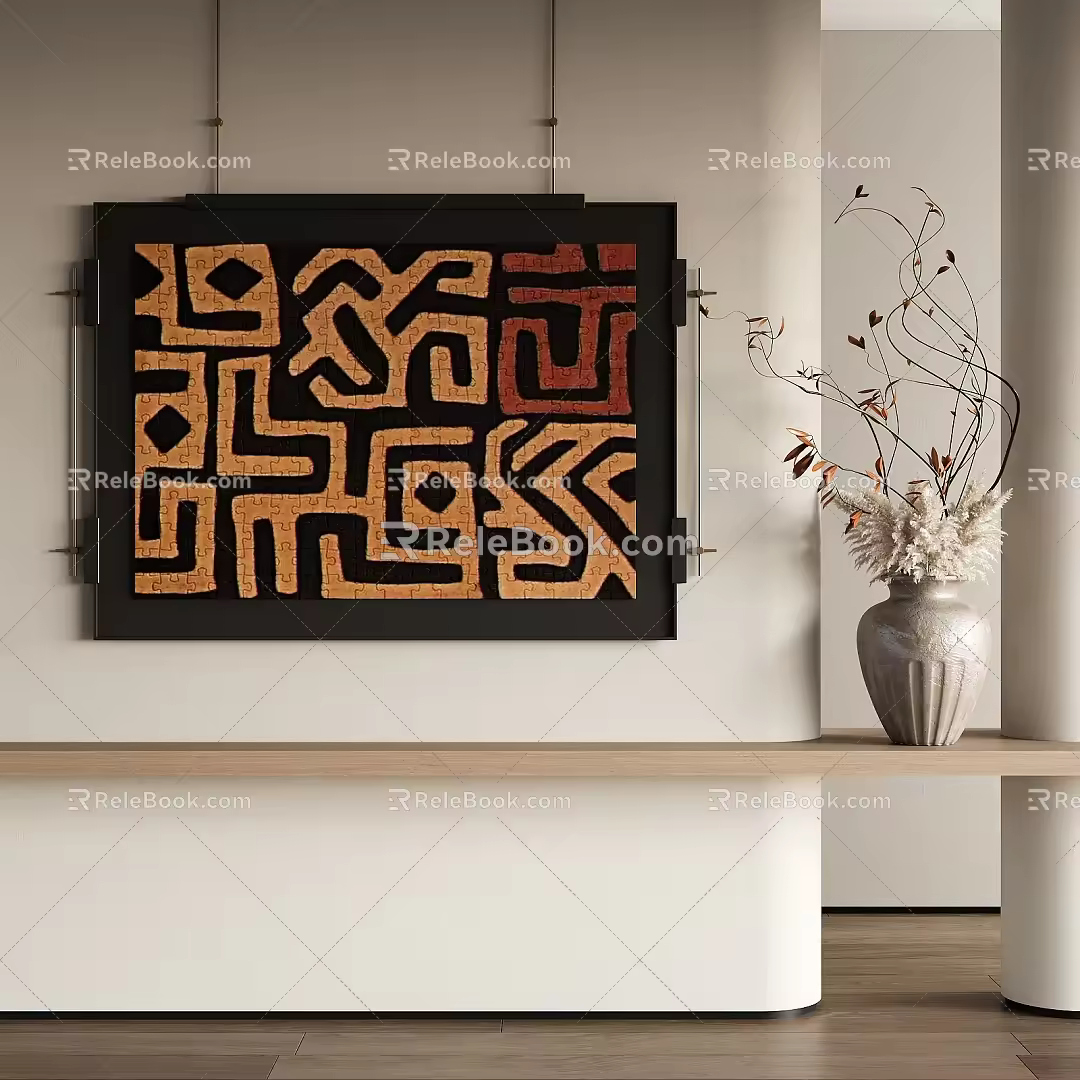 Middle Ancient Style Decorative Painting 3d model