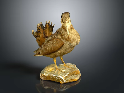 Artistic Flying Animal Bird Sculpture With Detailed Feathers On Natural Stone Base 3d model
