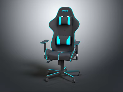 Ergonomic Black And Blue Gaming Chair With Adjustable Armrests And Comfortable Seating Design 3d model