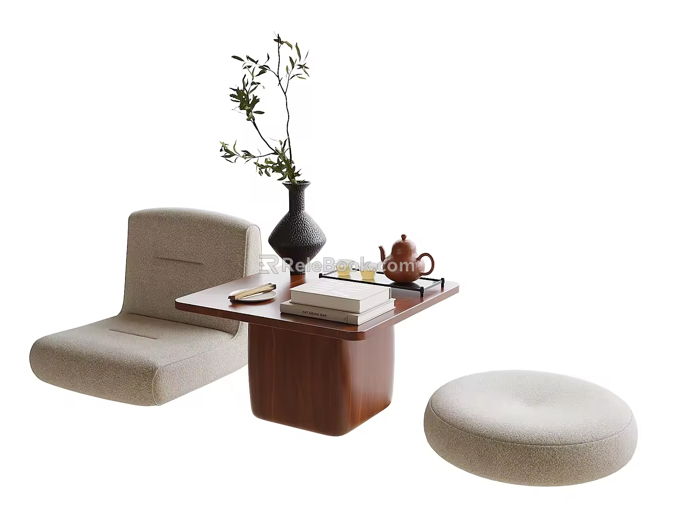 Modern Bay Window Small Tea Table and Chair Cushion Lazy Sofa 3d model