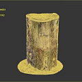 Rustic Wood Stump Decor Featuring Natural Stone Base And Textured Surface 3d model