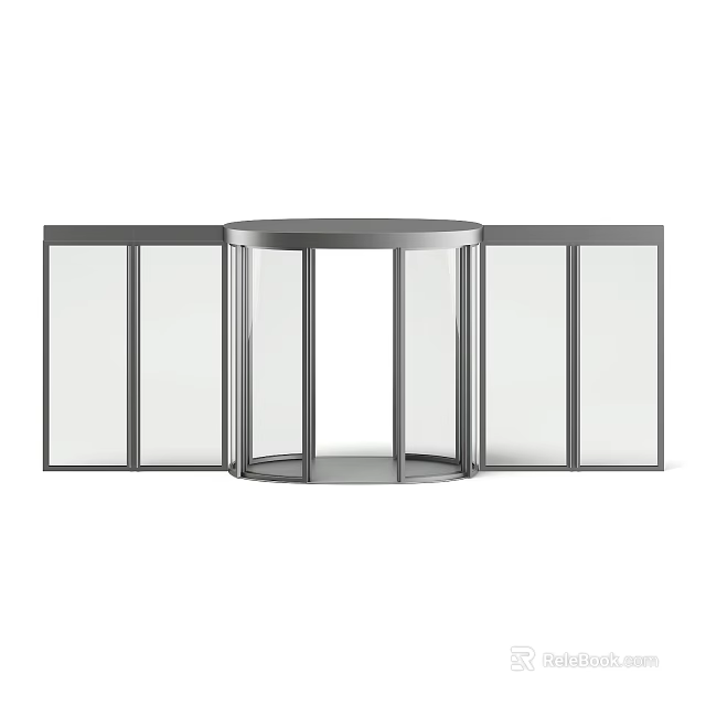 Commercial Revolving Door With Metal Frame And Glass Panels For Business Entrances 3d model 