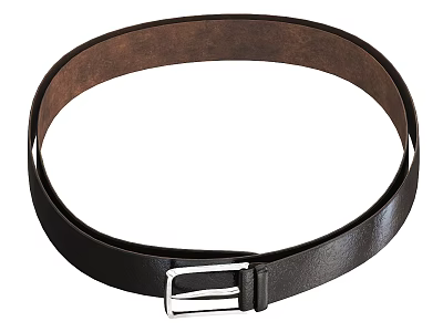 Black Leather Belt With Classic Metal Buckle And Smooth Surface 3d model