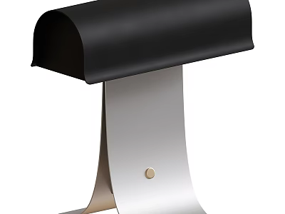 Modern Minimalist Table Lamp With Black Curved Shade And Silver Metal Base 3d model