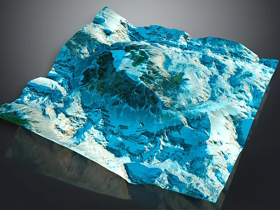 Garden Landscape 3D Design Terrain With Mountain Vegetation And Blue Regions 3d model