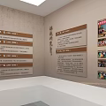 Modern Exhibition Hall Interior With Arched Decorative Wall Display Counters And Large Screen 3d model
