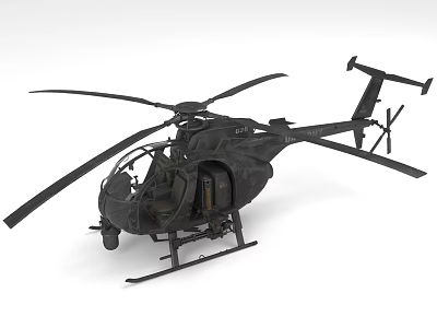 Black Military Style Helicopter With Rotors Tail Rotor Cockpit And Landing Gear 3d model