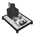 Elegant Modern Tea Set On Black Wooden Tray With Marble Surface And Glass Cups
