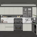 Modern Kitchen Interior With White Cabinets Black Oven Countertop And Window