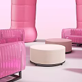Pink Inflatable Tent Modern Interior Design With Sofa And Small Table 3d model