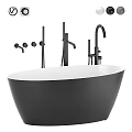 Modern Black Freestanding Bathtub Design With Faucet And Shower Fixtures In Bathroom