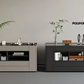 Poliform Modern Storage Cabinets With Decorative Plants Drawers And Shelves
