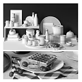 Stylish Kitchenware Display With Waffles And Decor