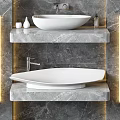 Modern Bathroom Vanity Design With Marble Wall Mirrors And Colorful Undermount Basins