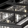 Modern Rectangular Black Frame Crystal Chandelier With Hanging Crystal Bars For Interior Home Decor 3d model