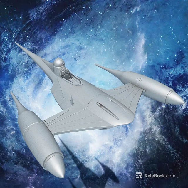 Futuristic Silver Spacecraft Flying In Cosmic Nebula With Sleek Design 3d model 