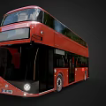 Red Double Decker Bus Exterior View With Modern Design On Dark Background 3d model