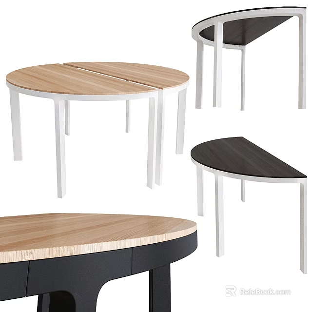 Modern Office Desk Styles With Wooden Top White Legs And Various Shapes 3d model 
