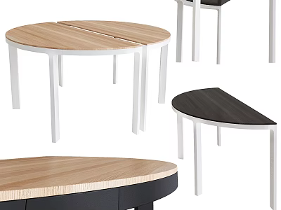 Modern Office Desk Styles With Wooden Top White Legs And Various Shapes 3d model