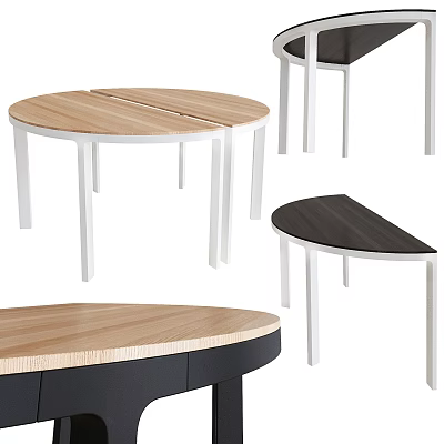Modern Office Desk Styles With Wooden Top White Legs And Various Shapes 3d model