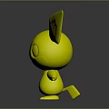 Cute Yellow Cartoon Character Creature With Big Blue And Black Ears And Round Eyes