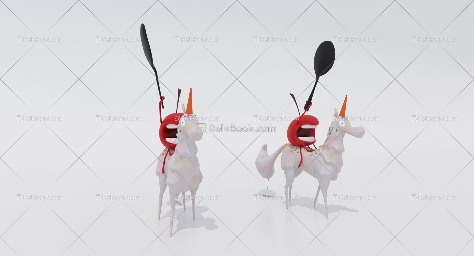 Modern game character unicorn ice cream 3d model