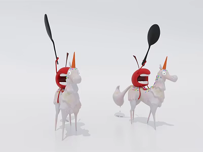 Modern game character unicorn ice cream 3d model