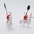 Modern game character unicorn ice cream 3d model