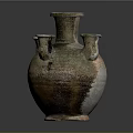Multi Spout Clay Vase With Traditional Ceramic Texture And Rustic Finish 3d model