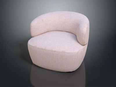 Modern Light Pink Curved Armchair With Rounded Design And Fabric Upholstery 3d model