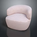 Modern Light Pink Curved Armchair With Rounded Design And Fabric Upholstery