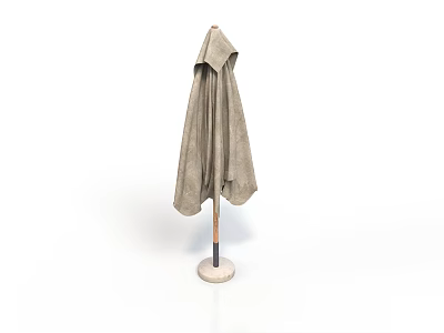 Beige Open Umbrella With Handle And Base For Outdoor Everyday Use 3d model
