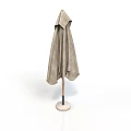 Beige Open Umbrella With Handle And Base For Outdoor Everyday Use