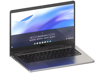 Sleek Modern Laptop With Silver Metal Body Blue Display Screen Interface And Black Keyboard 3d model