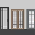 Modern Sliding Doors with Glass Panels in Black Wooden and Gray Finishes