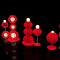 Illuminated Red Lanterns Photo Spot With Multiple Layers And Black Background Reflection 3d model