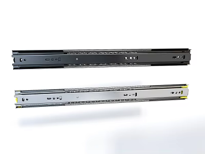 Heavy Duty Metal Drawer Slides With Smooth Glide Mechanism In Black And Silver 3d model