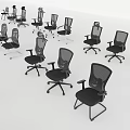 Multiple Black Office Chairs With Various Styles For Modern Office Spaces 3d model