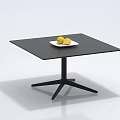 Modern Minimalist Black Square Coffee Table With Cross Base And White Plate Lemons