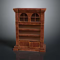 Vintage Wooden Bookcase With Arch Top Design And Open Shelves