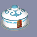 Traditional White Yurt With Blue Decorations And Red Golden Patterned Door