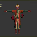 Anime Action Figure With Red Robe Yellow Hair And Red Scrolls In Open Arms Pose