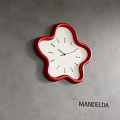 Stylish Red Petal Shaped Wall Clock With White Dial On Gray Background Surface 3d model