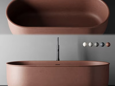 Modern Brown Oval Bathtub With Matte Finish And Faucet Color Options 3d model