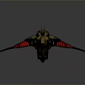 Futuristic Streamlined Sci Fi Spaceship With Yellow Green Hull And Red Thrusters