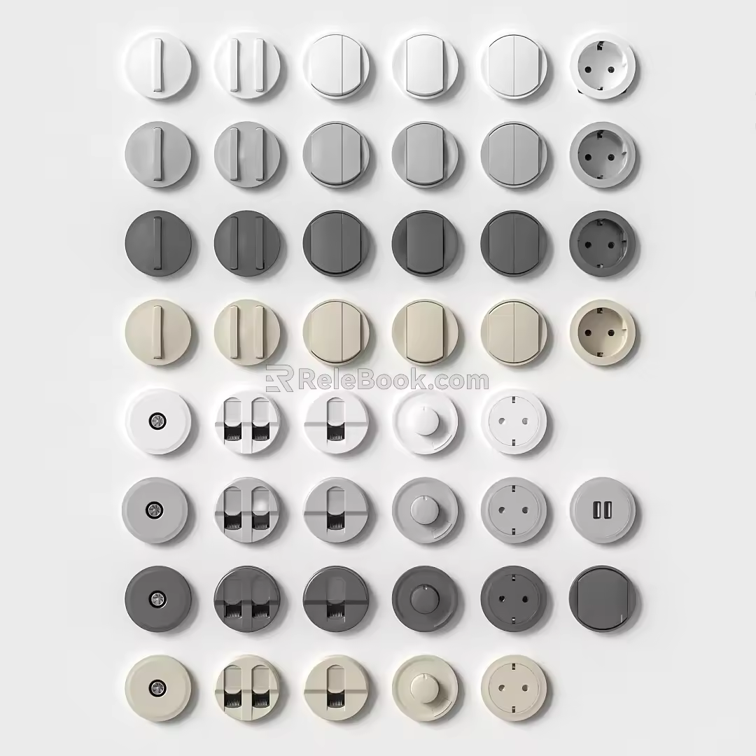 Modern switch circular strong and weak current switch panel socket combination creative art brand switch panel combination 3d model