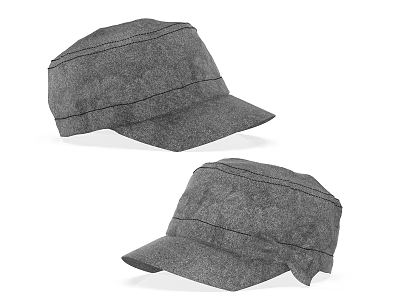 Stylish Gray Casual Hats with Flat Brim and Comfortable Classic Design 3d model