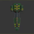 Futuristic Green And Yellow Aircraft 3D Model With Multi Section Detailed Structure Design