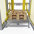 Automated Industrial Pallet Handling Equipment With Metal Frame Conveyor And Wooden Pallets